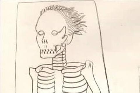 Death’s Dart - part of the grave memorial of Thomas Annot in St. Margaret’s Church, drawn and engraved by John Sell Cotman.