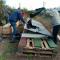 Photo of removing covering from solar panels