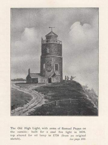This illustration of the Old High Light is from Francis D. Longe's "Lowestoft  in Olden Times", published in 1905 (second edition)